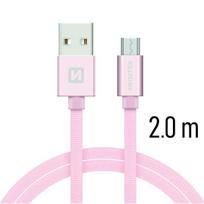 usb data cable - Swissten Textile Micro USB Data and Charging Cable 2m Pink - 1 nuotrauka