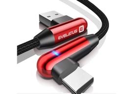usb data cable - Evelatus L-Shape USB To USB Type-C Cable Red - 2 nuotrauka