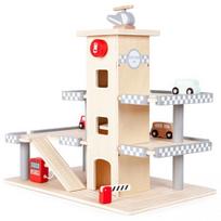 zaislai automobiliai - EcoToys Wooden Garage With Elevator - 1 nuotrauka
