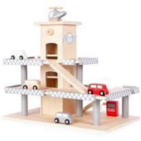 zaislai automobiliai - EcoToys Wooden Garage With Elevator - 3 nuotrauka