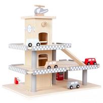 zaislai automobiliai - EcoToys Wooden Garage With Elevator - 4 nuotrauka
