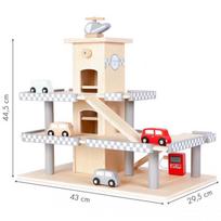zaislai automobiliai - EcoToys Wooden Garage With Elevator - 6 nuotrauka