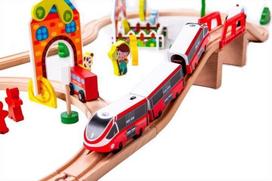 traukiniu trasa - EcoToys Wooden Track Train Set - 3 nuotrauka