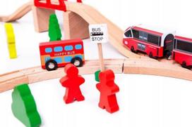 traukiniu trasa - EcoToys Wooden Track Train Set - 4 nuotrauka