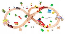 traukiniu trasa - EcoToys Wooden Train Set 78pcs - 1 nuotrauka