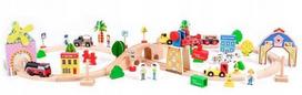 traukiniu trasa - EcoToys Wooden Train Set 78pcs - 2 nuotrauka