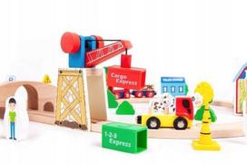 traukiniu trasa - EcoToys Wooden Train Set 78pcs - 3 nuotrauka