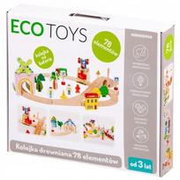 traukiniu trasa - EcoToys Wooden Train Set 78pcs - 5 nuotrauka