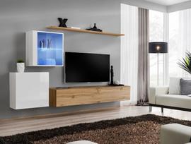 ASM Switch XV Living Room Wall Unit Set White/Wotan Oak