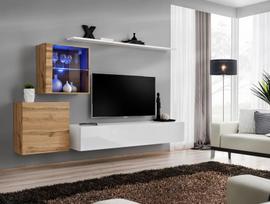 ASM Switch XV Living Room Wall Unit Set Wotan Oak/White