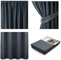 naktines uzuolaidos blackout - AmeliaHome Pleat Blackout Curtains Charcoal 140x245cm - 2 nuotrauka