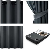 uzuolaidos blackout - AmeliaHome Blackout Curtains Charcoal 140x175cm - 2 nuotrauka