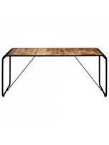 Valgomojo stalas VLX Solid Rough Mango Wood, rudas/juodas, 1800 mm x 900 mm x 760 mm