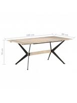 masyvo stalas 1800 - Valgomojo stalas VLX Solid Mango Wood 321688, juodas/medžio, 1800 mm x 900 mm x 760 mm - 6 nuotrauka