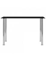 grudinto stiklo stalas - Valgomojo stalas VLX Tempered Glass, juodas, 1200 mm x 600 mm x 750 mm - 2 nuotrauka