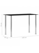 grudinto stiklo stalas - Valgomojo stalas VLX Tempered Glass, juodas, 1200 mm x 600 mm x 750 mm - 5 nuotrauka