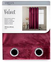 AmeliaHome Velvet Curtains Wine 140x245cm