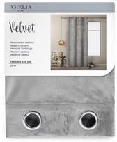 AmeliaHome Velvet Curtains Silver 140x245cm
