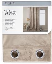 AmeliaHome Velvet Curtains Beige 140x270cm