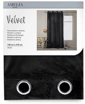 AmeliaHome Velvet Curtains Black 140x270cm