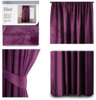 AmeliaHome Velvet Pleat Curtains Black 140x245cm