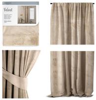 velvet uzuolaidos - AmeliaHome Velvet Pleat Curtains Cream 140x270cm - 3 nuotrauka