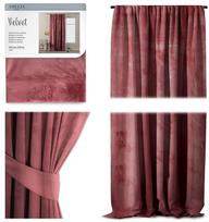 AmeliaHome Velvet Pleat Curtains Rose 140x270cm