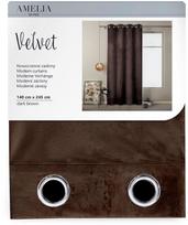AmeliaHome Velvet Curtains Dark Brown 140x245cm
