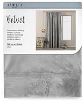 AmeliaHome Velvet Pleat Curtains Silver 140x245cm