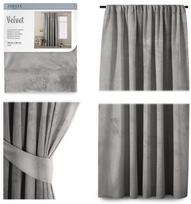 sidabrines uzuolaidos - AmeliaHome Velvet Pleat Curtains Silver 140x245cm - 3 nuotrauka