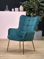 fotelis lauko - Fotelis Halmar Castel 2 Dark Green/Gold, 71x94x79 cm - 2 nuotrauka
