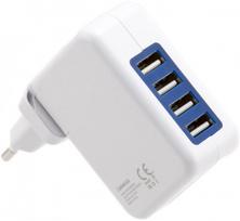dc pakrovejas - Omega 4x USB Wall Charger With Micro USB Cable White - 2 nuotrauka
