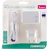 dc pakrovejas - Omega 4x USB Wall Charger With Micro USB Cable White - 3 nuotrauka