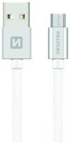 usb data cable - Swissten Textile Micro USB Data and Charging Cable 2m Silver - 1 nuotrauka