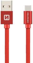 type c to type c laidas 2m - Swissten Textile USB To USB Type-C 3.1 Cable 1.2m Red - 1 nuotrauka