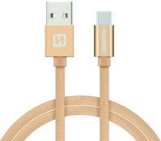 type c to type c laidas 2m - Swissten Textile USB To USB Type-C 3.1 Cable 1.2m Gold - 1 nuotrauka