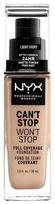 NYX Can't Stop Won't Stop Full Coverage Foundation 30ml Light Ivory