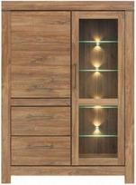 Black Red White Gent Glass Door Cabinet 115x158x42cm Stirling Oak