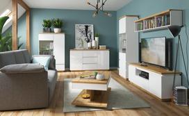 w2s - Black Red White Erla REG1W2S Glass Cabinet White/Oak - 4 nuotrauka
