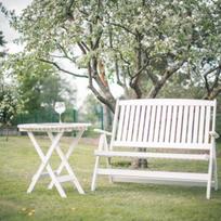 senukai.lt lauko suoliukai - Folkland Timber Folding Garden Bench Bavaria White - 3 nuotrauka