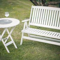 senukai.lt lauko suoliukai - Folkland Timber Folding Garden Bench Bavaria White - 4 nuotrauka
