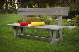 senukai.lt lauko suoliukai - Folkland Timber Riva Bench with Backrest Graphite - 2 nuotrauka
