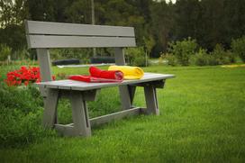 senukai.lt lauko suoliukai - Folkland Timber Riva Bench with Backrest Graphite - 4 nuotrauka