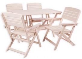 Folkland Timber Folding Garden Set Heini 4 White