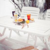 lauko baldai senukai - Folkland Timber Folding Garden Set Heini 4 White - 2 nuotrauka