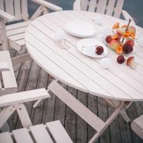 lauko stalai senukai - Lauko stalas Folkland Timber Canada White, 125 x 125 x 73 cm - 2 nuotrauka