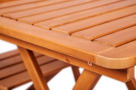 lauko stalai senukai - Lauko stalas Folkland Timber Heini-2 Brown, 70 x 70 x 73 cm - 3 nuotrauka