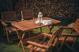 lauko stalai senukai - Lauko stalas Folkland Timber Heini-4 Brown, 130 x 70 x 73 cm - 5 nuotrauka