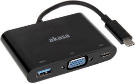 usb to vga - Akasa Type-C To VGA Converter With USB 3.0 Type-A Port 0.15m Black - 1 nuotrauka