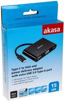 usb to vga - Akasa Type-C To VGA Converter With USB 3.0 Type-A Port 0.15m Black - 3 nuotrauka